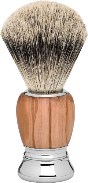 Shaving brush silver pointed olive wood "Premium Design MILANO" 7307