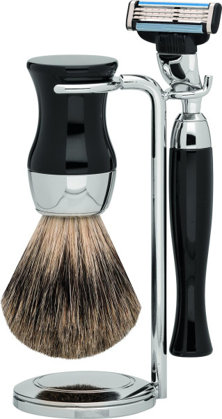 Erbe Shaving Set | Gillette® Mach3® | precious resin black | fine Badger "Premium Design VIENNA