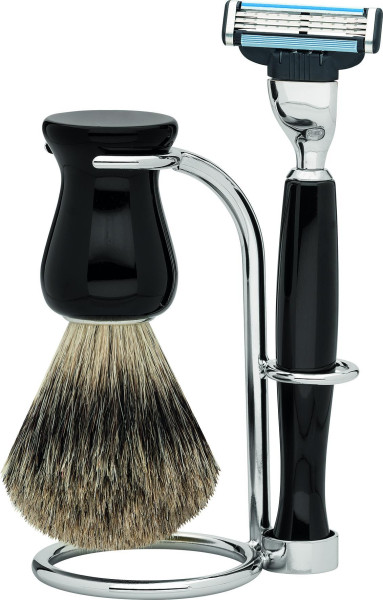 Erbe Shaving set | Gillette® Mach3® | precious resin black series "Premium Design BARCELONA"