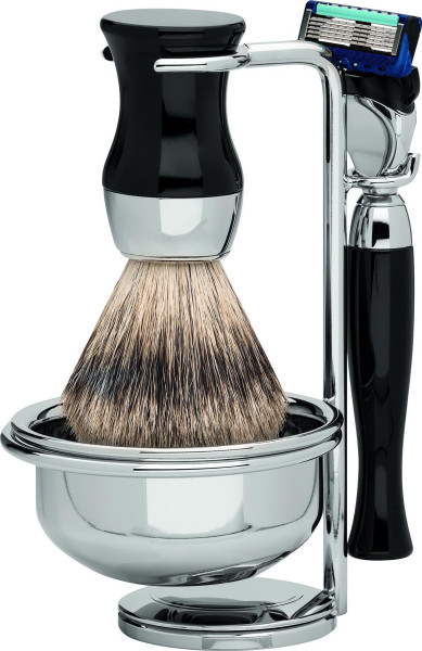 Erbe Shaving Set | Gillette® Fusion™ | precious resin black | silvertip Badger "Premium Design VIENNA