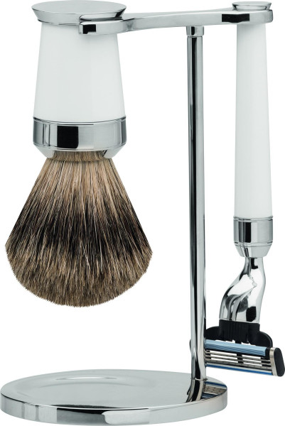 Shaving Set | Gillette® Mach3® | precious resin white series | fine Badger "Premium Design Paris