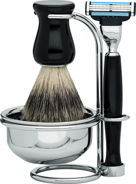 Erbe Shaving Set | Gillette® Mach3® | precious resin black | fine Badger "Premium Design BARCELONA 5510478