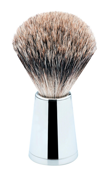 shaving brush badger hair metal shiny